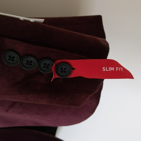 J Ferrar Evening Edition Burgundy Velvet Dinner Jacket Size 36 Regular Slim Fit - Picture 3 of 9